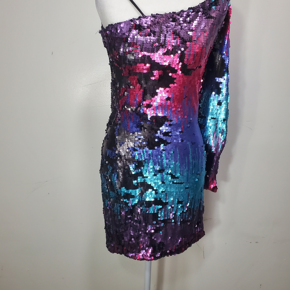 Charlotte Russe Sequin One-Shoulder Dress - Multicolor